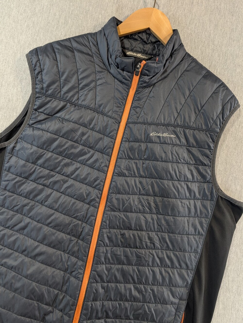 Eddie Bauer Hybrid Vest Men's TXL Full Zip Blue Black